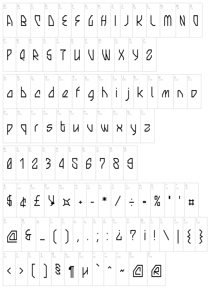 Snowstreet font map