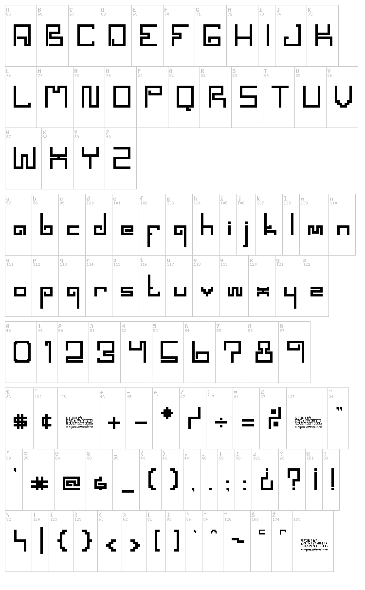 Spaceworm font map