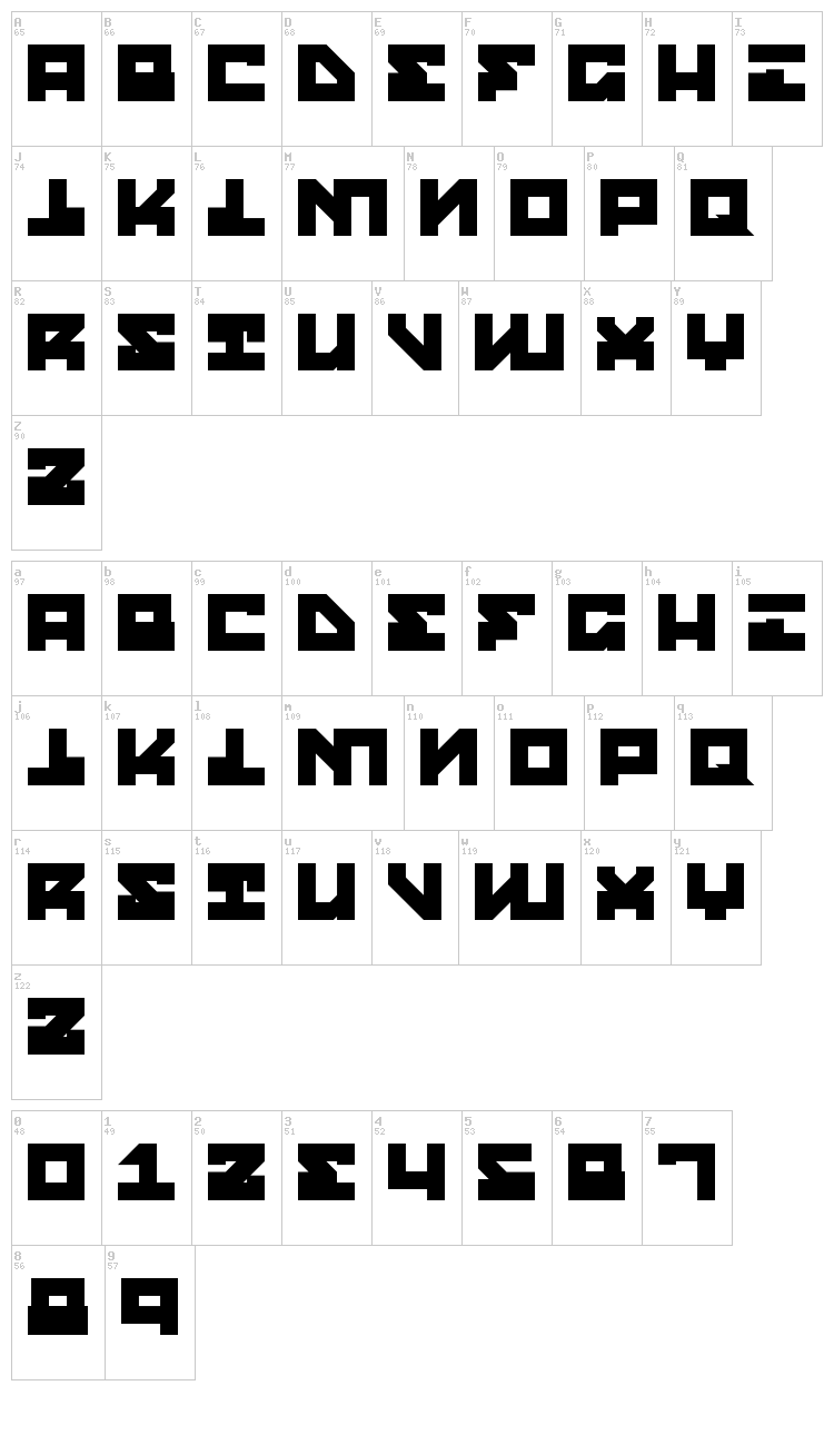 Street Robot Slab font map