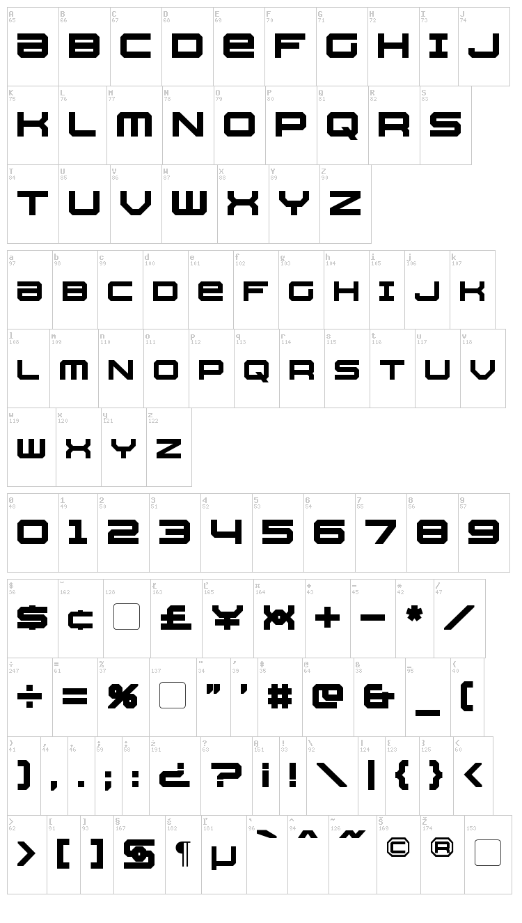 Whittle font map