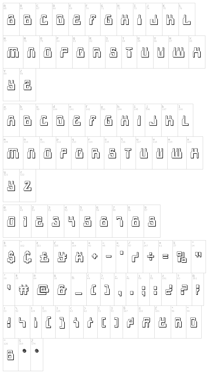 1968 Odyssey font map
