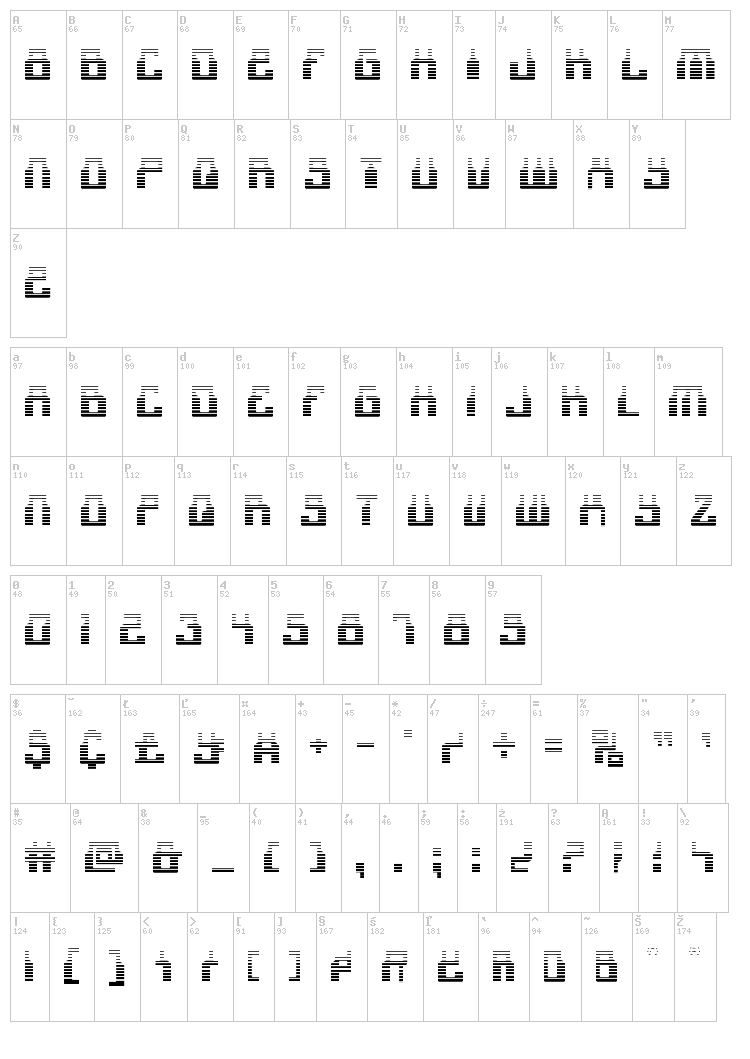 1968 Odyssey font map