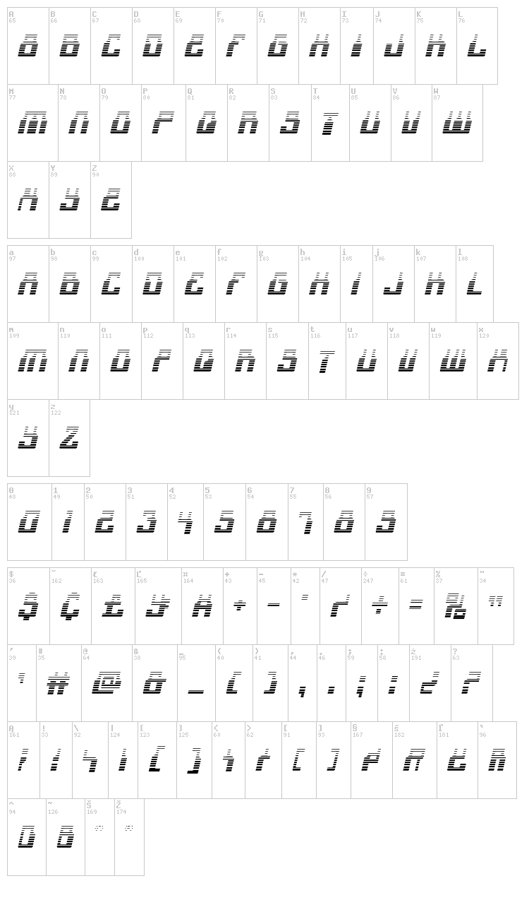 1968 Odyssey font map