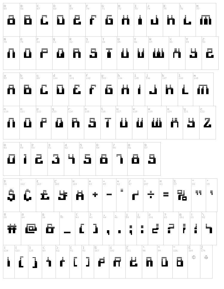 1968 Odyssey font map