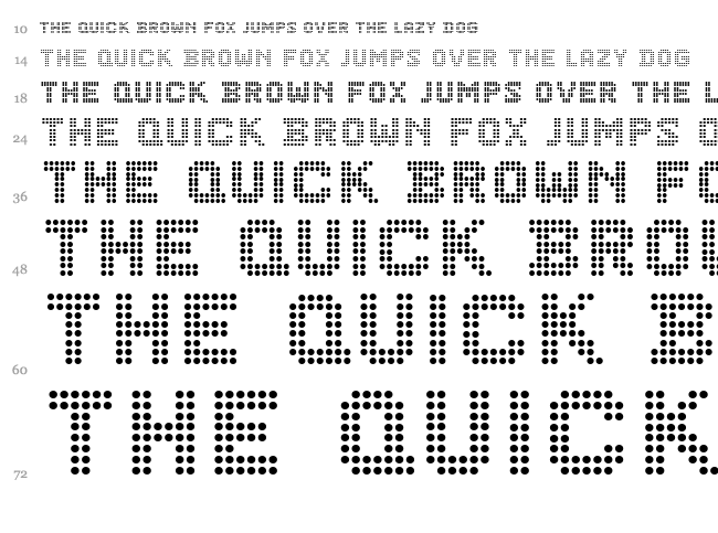 CF Dots 521 font waterfall