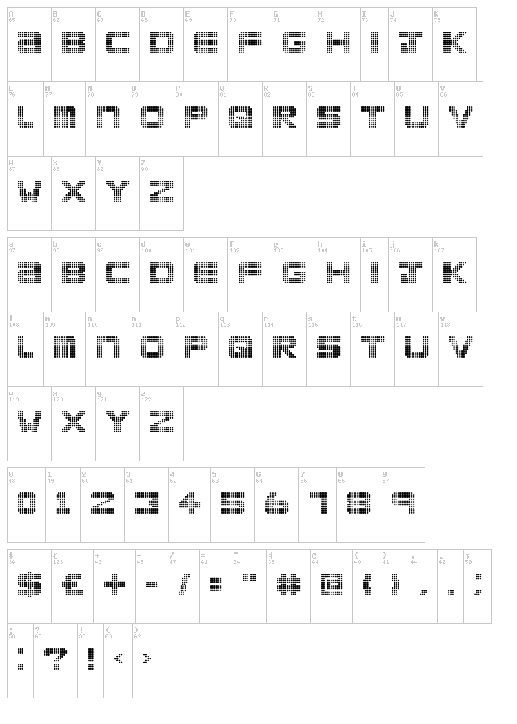Clubland font map