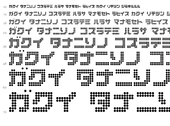 Dot Special + Kana font waterfall