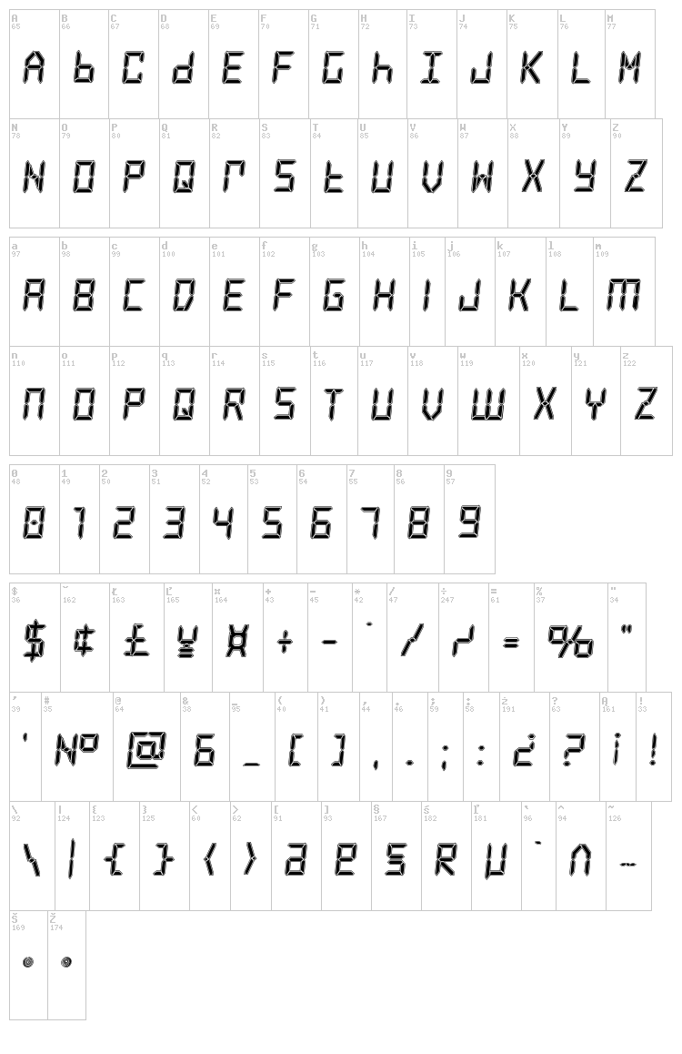 Frozen Crystal font map