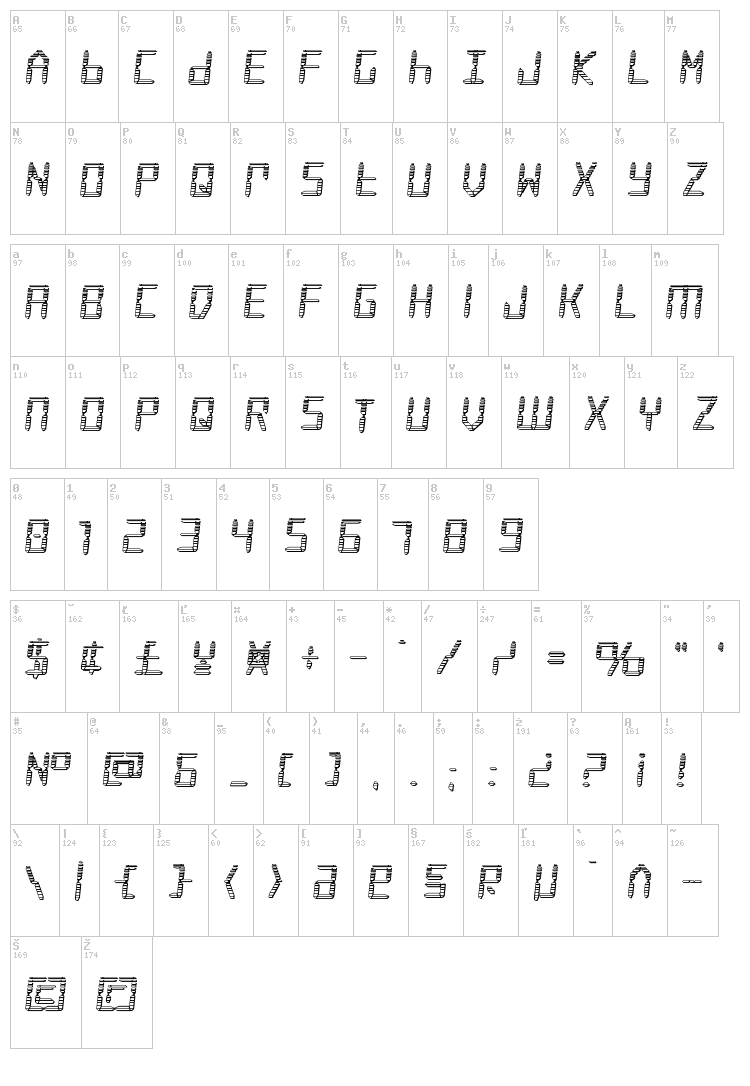 Frozen Crystal font map