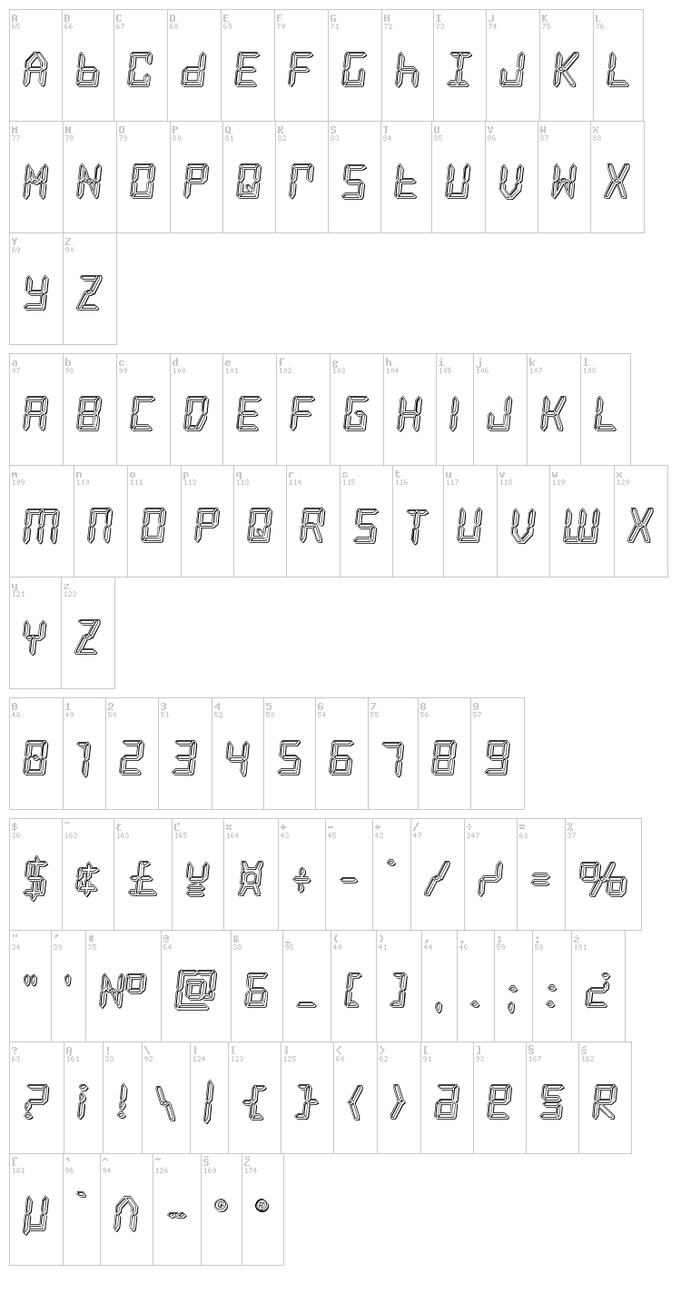 Frozen Crystal font map