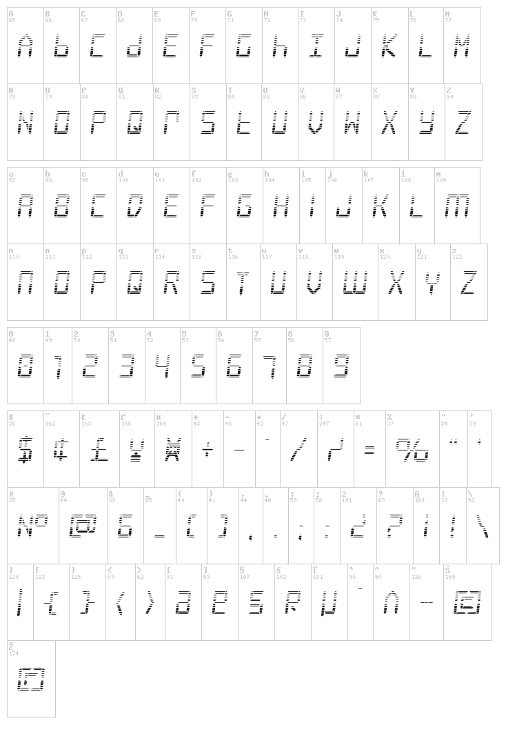 Frozen Crystal font map