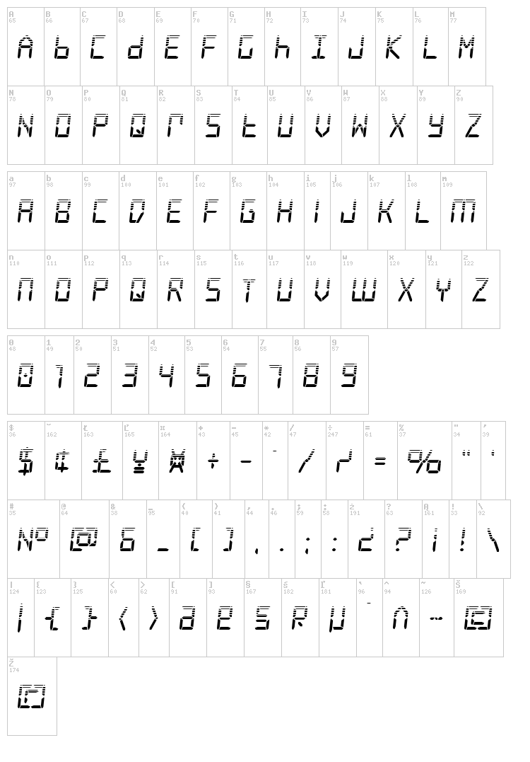 Frozen Crystal font map