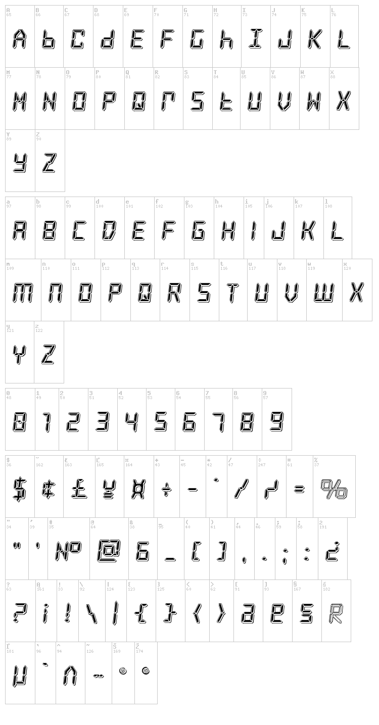 Frozen Crystal font map