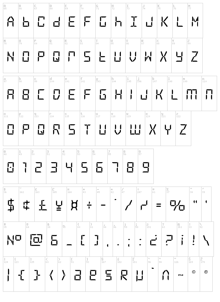 Frozen Crystal font map