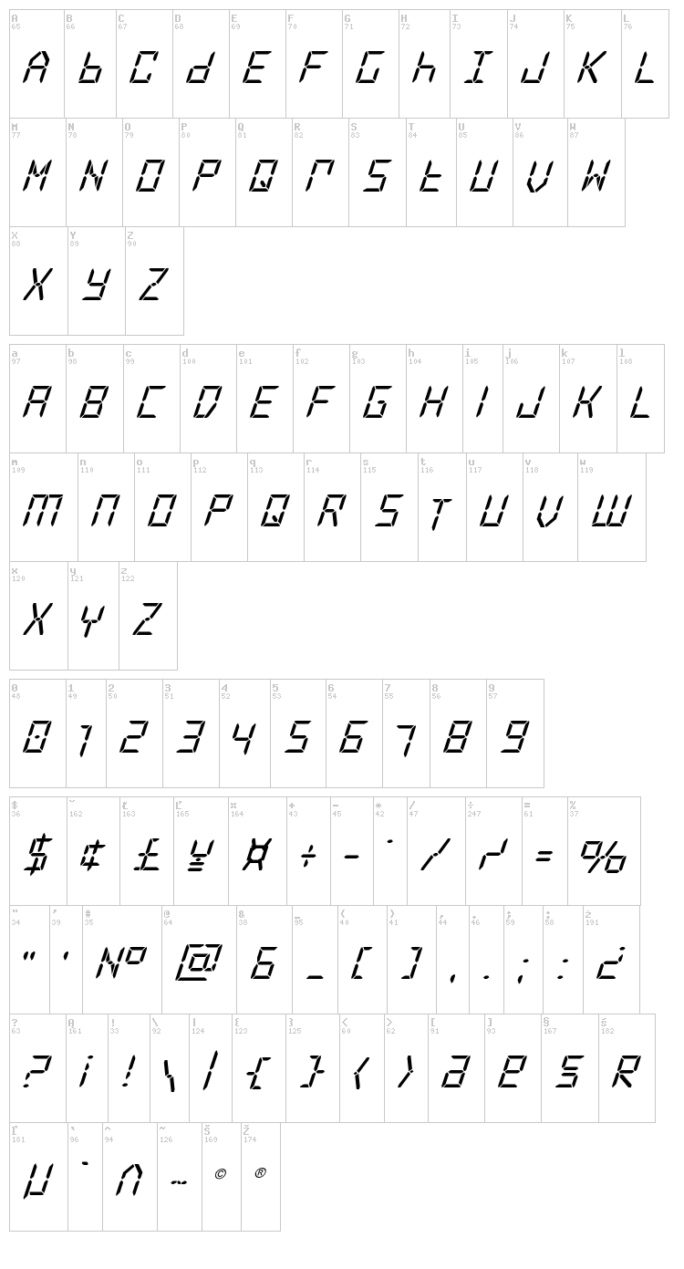 Frozen Crystal font map
