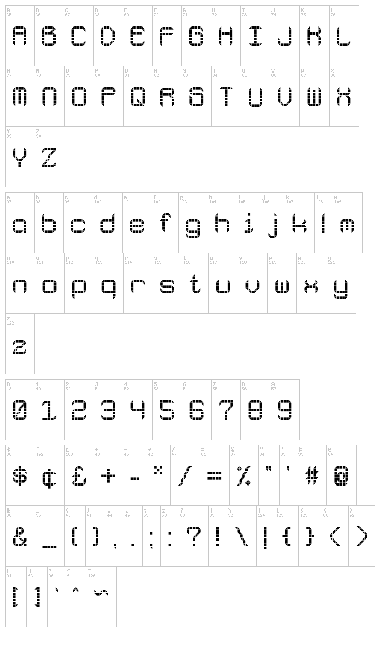 Galactic Spaceport font map
