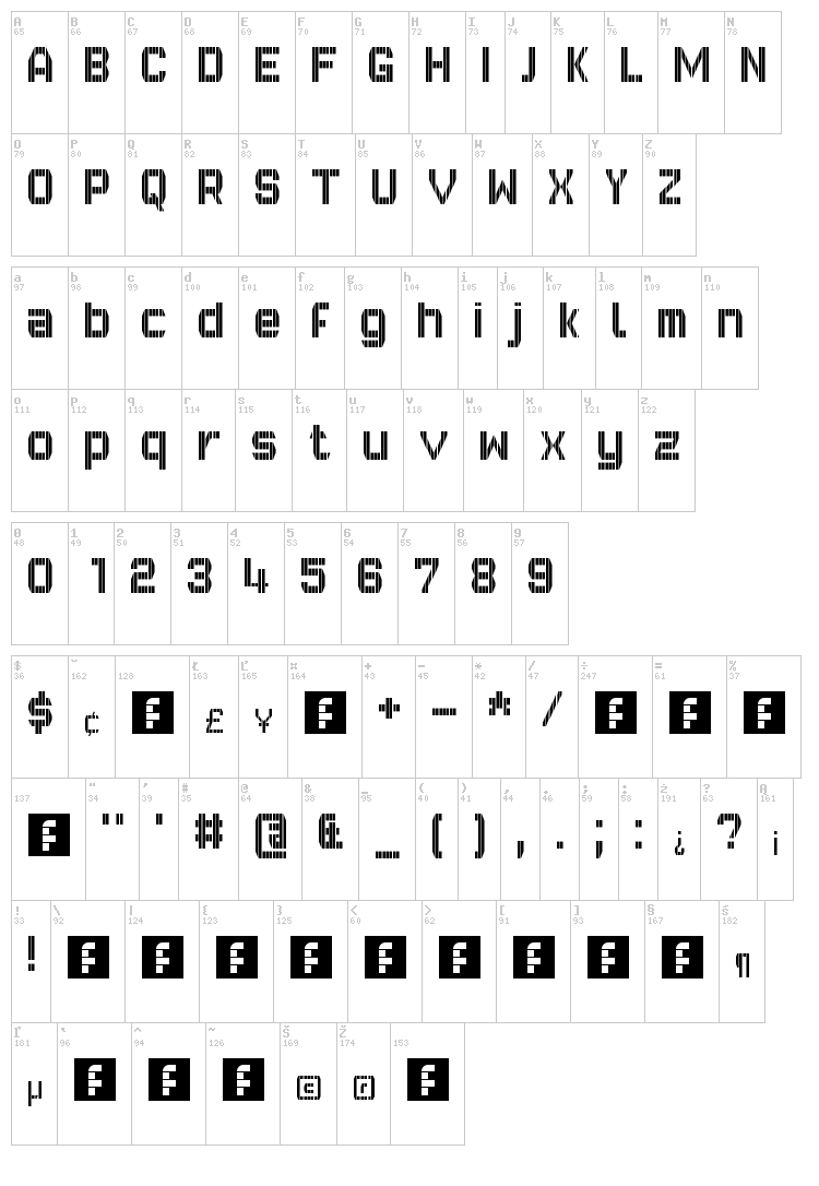 GVB Bus PID 10x7 font map