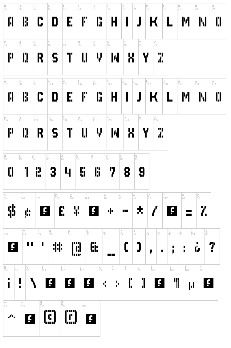 GVB Bus PID 5x3 font map