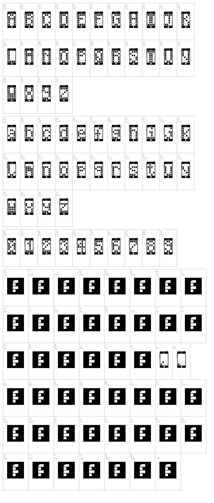 I Phone, You Phone font map