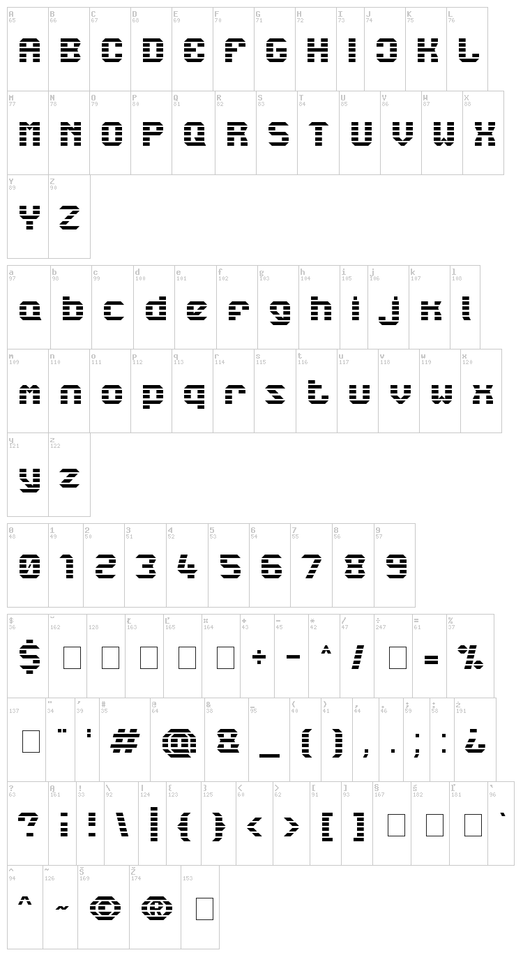 LBC Starlight font map