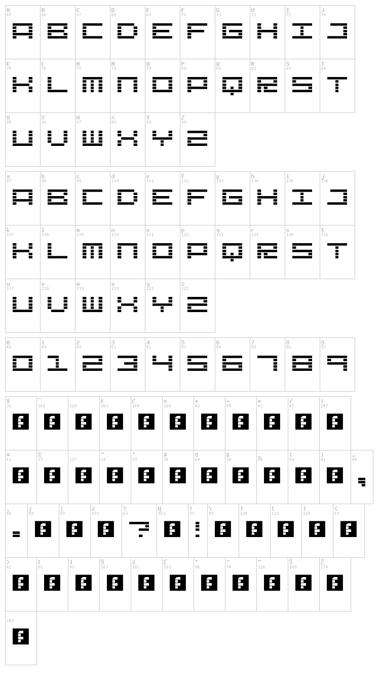 LCD Expanded font map