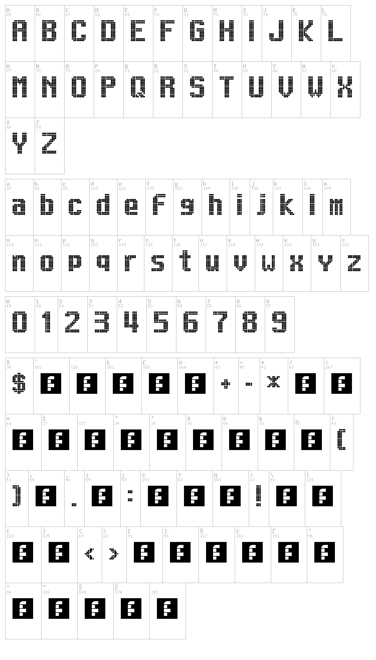 Lightdot 13x9 font map