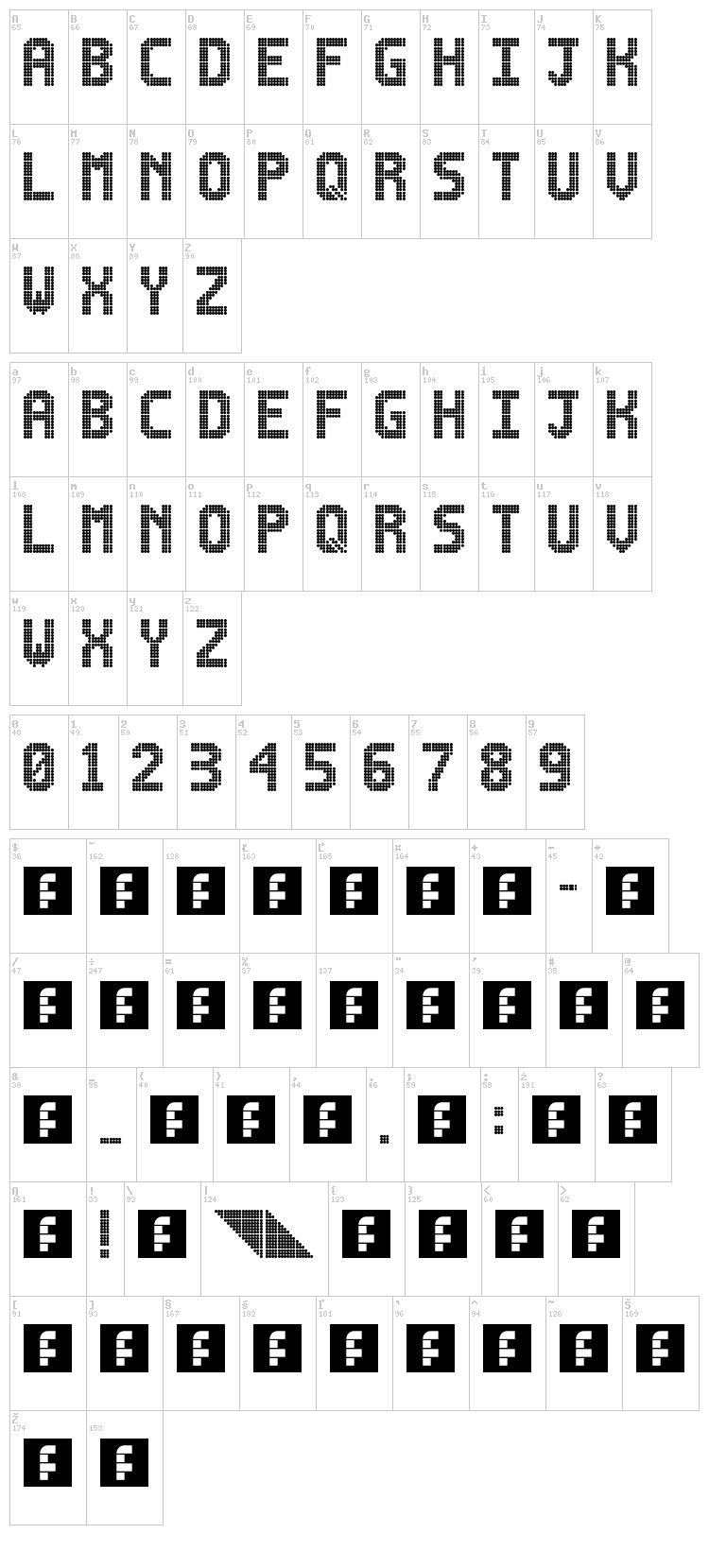 Lightdot 16x10 font map
