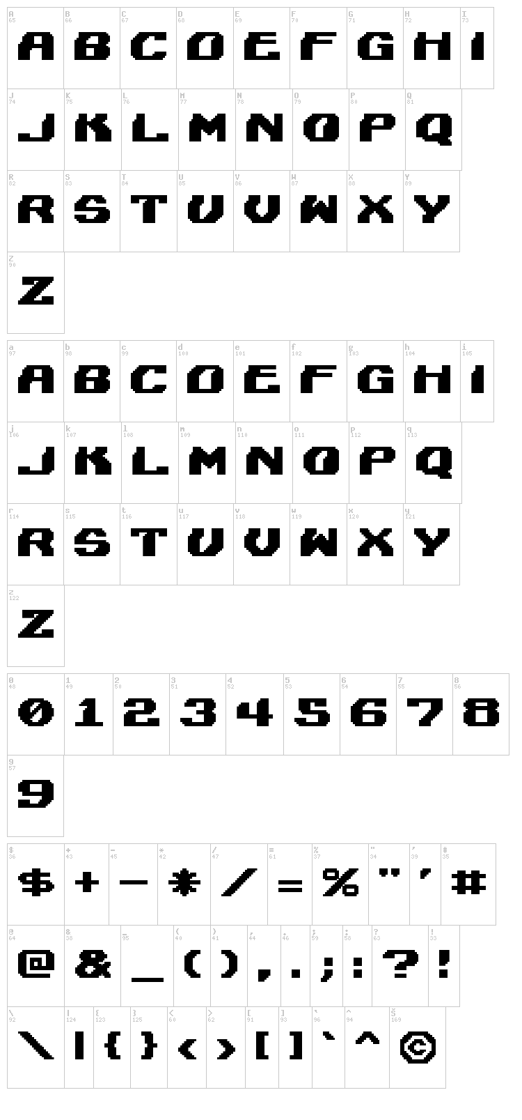 Lightman font map