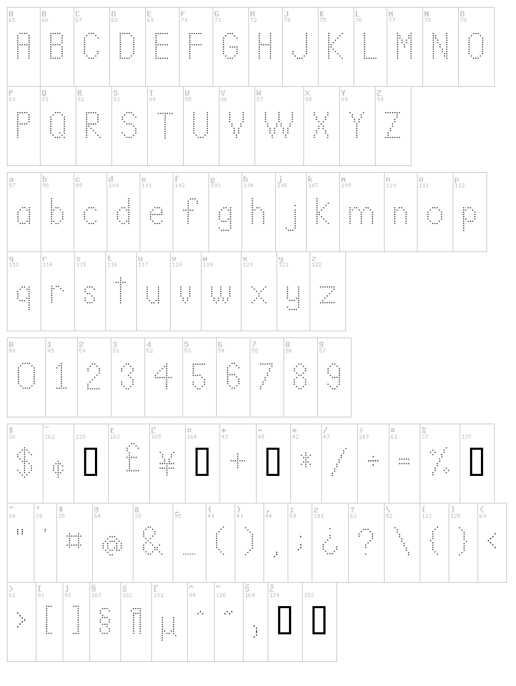 LL Dot font map