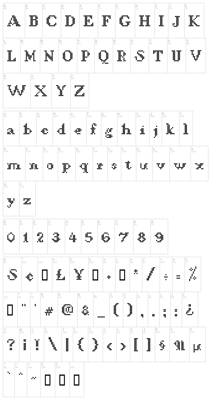 LLDCL font map