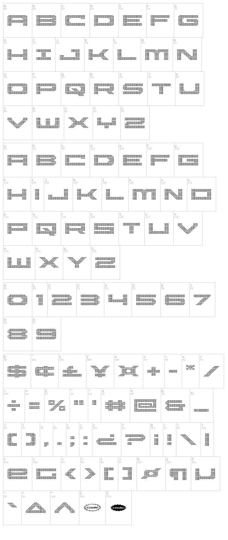 Pocket Ball font map