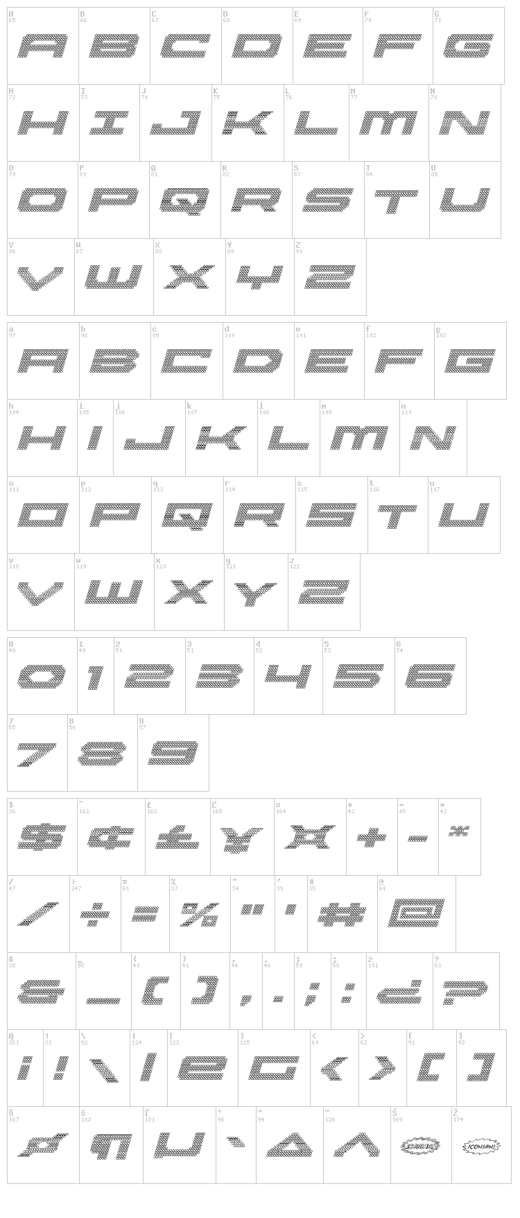 Pocket Ball font map