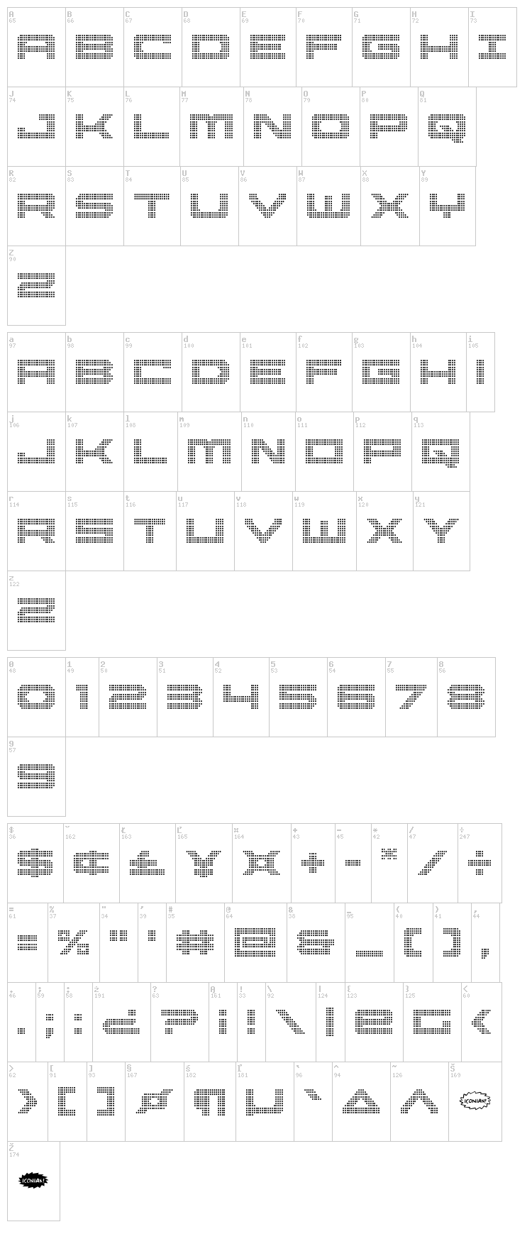 Pocket Ball font map