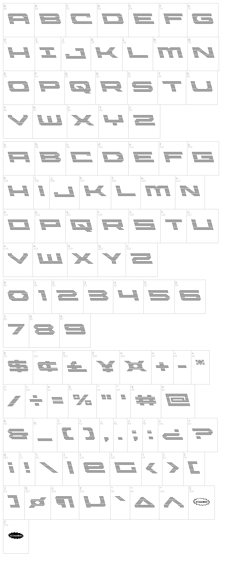 Pocket Ball font map