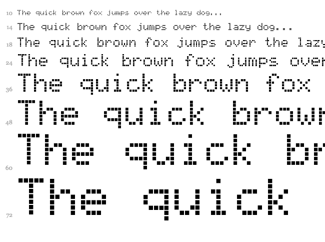 Register font waterfall
