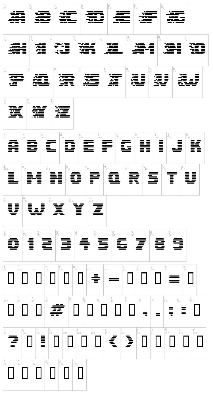 Speedster font map