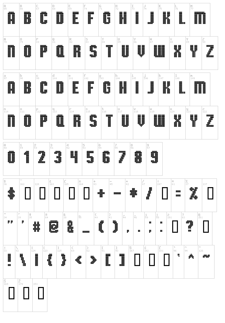 TMBG Severe Tire Damage font map