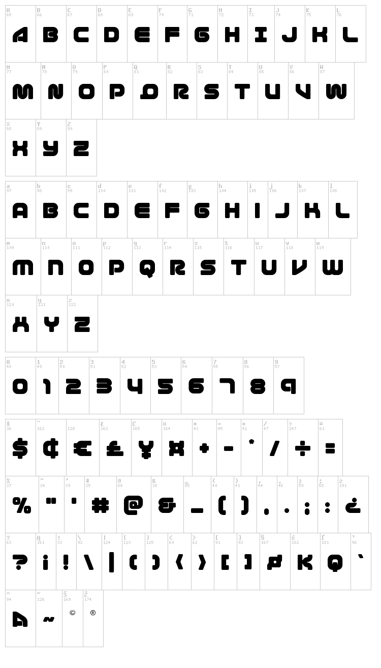 1st Enterprises font map