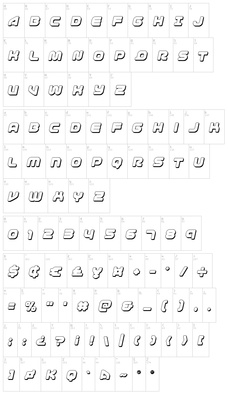 1st Enterprises font map