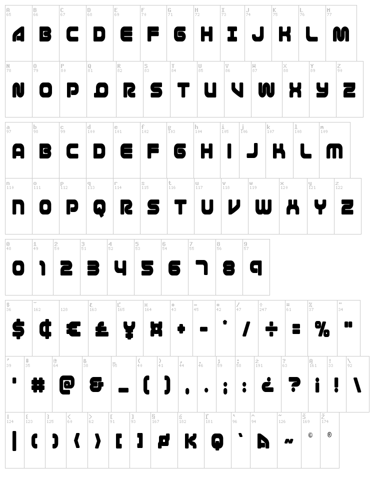 1st Enterprises font map