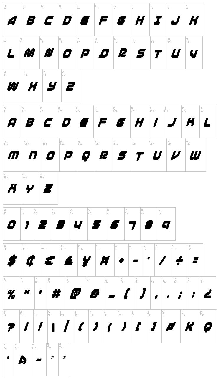 1st Enterprises font map
