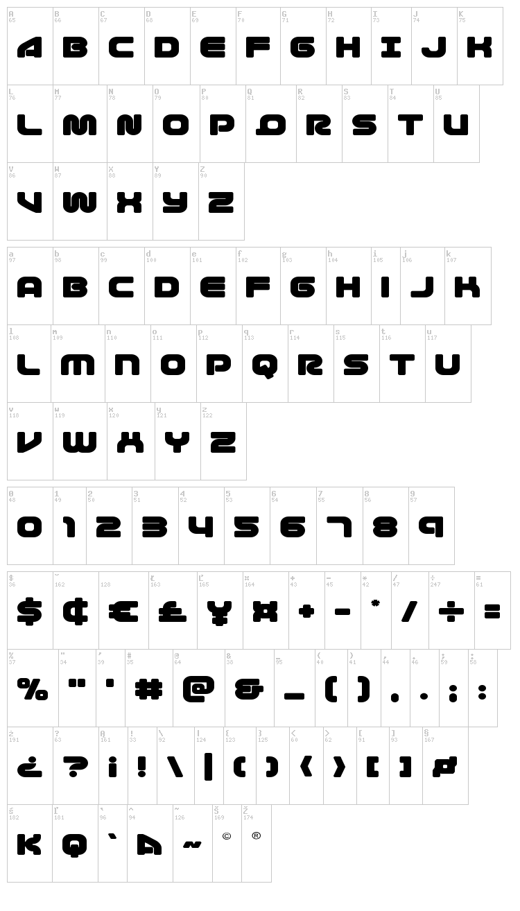 1st Enterprises font map