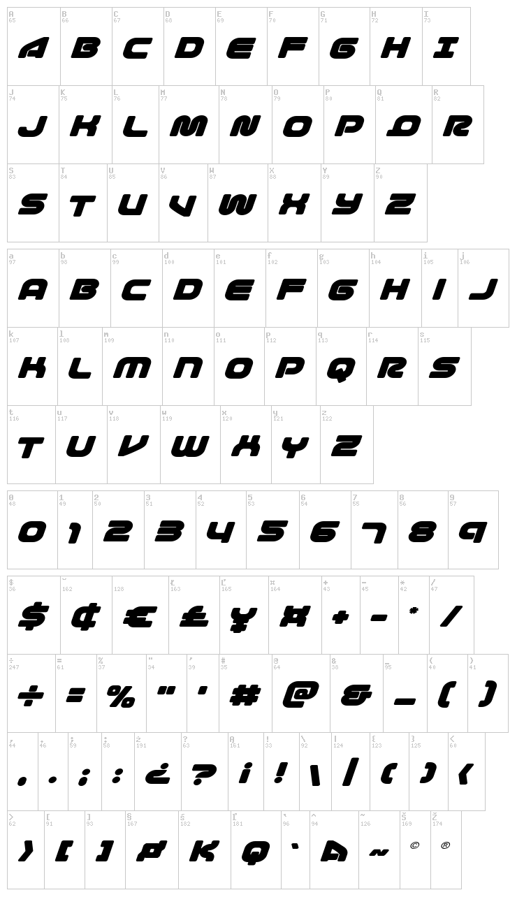 1st Enterprises font map