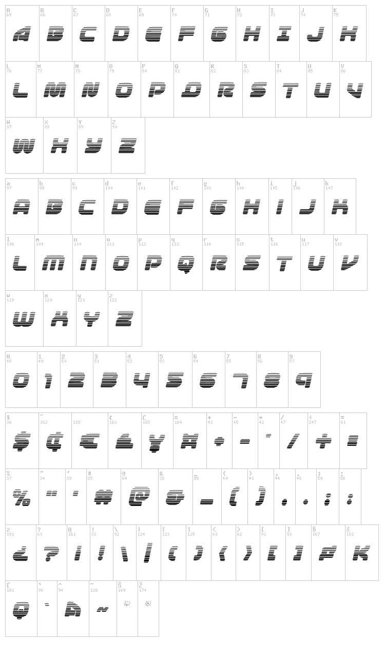 1st Enterprises font map