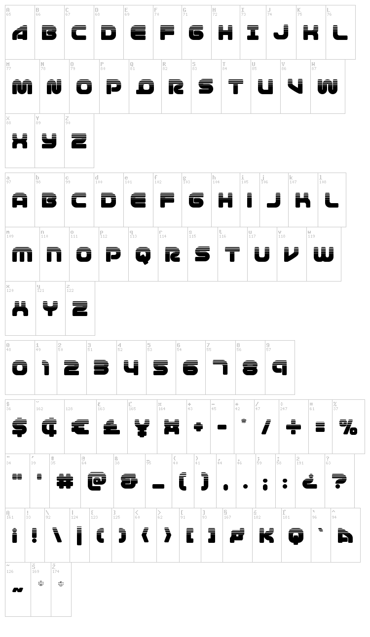 1st Enterprises font map