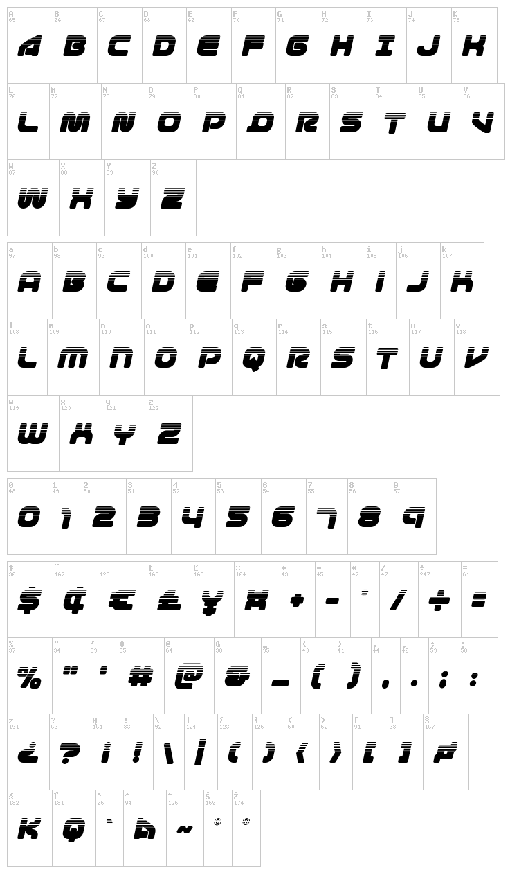 1st Enterprises font map