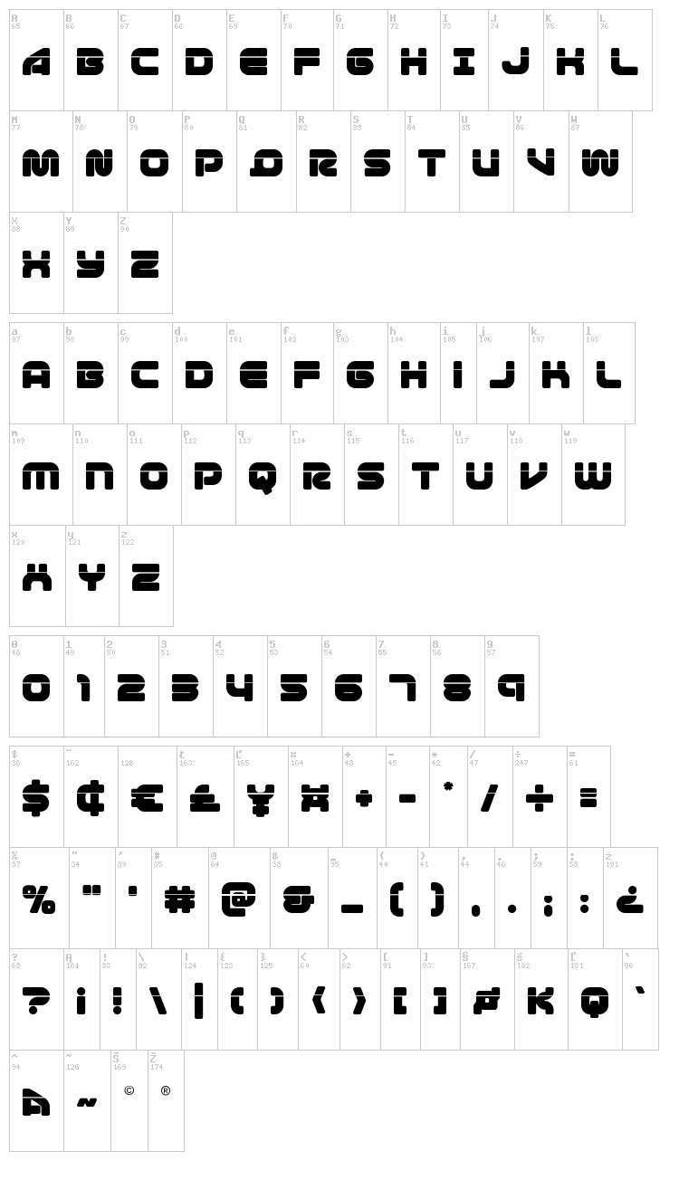 1st Enterprises font map