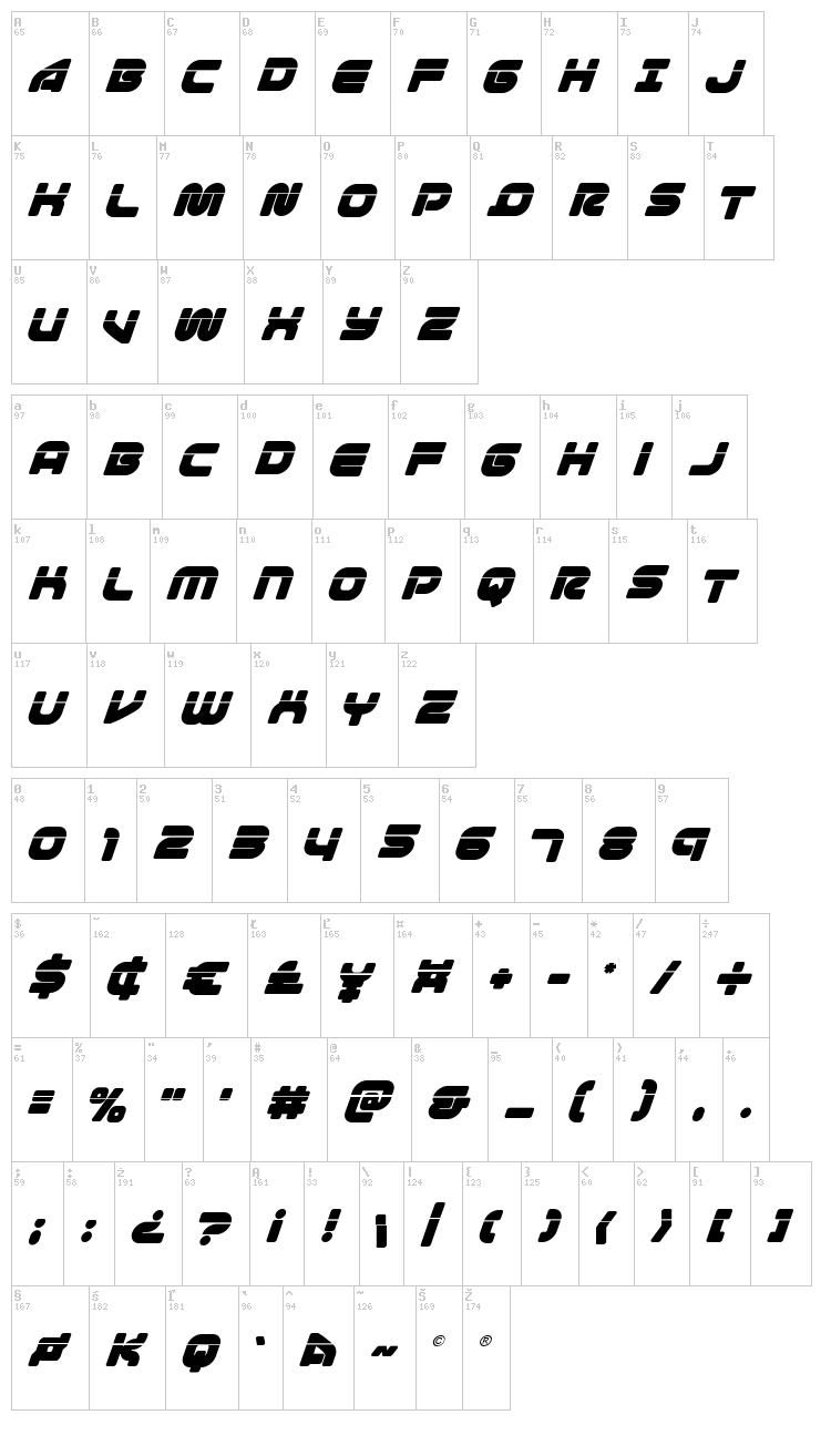 1st Enterprises font map