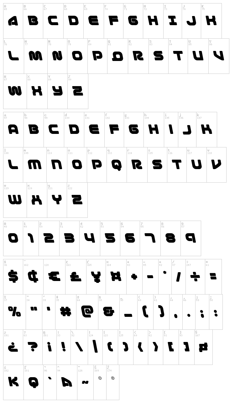 1st Enterprises font map