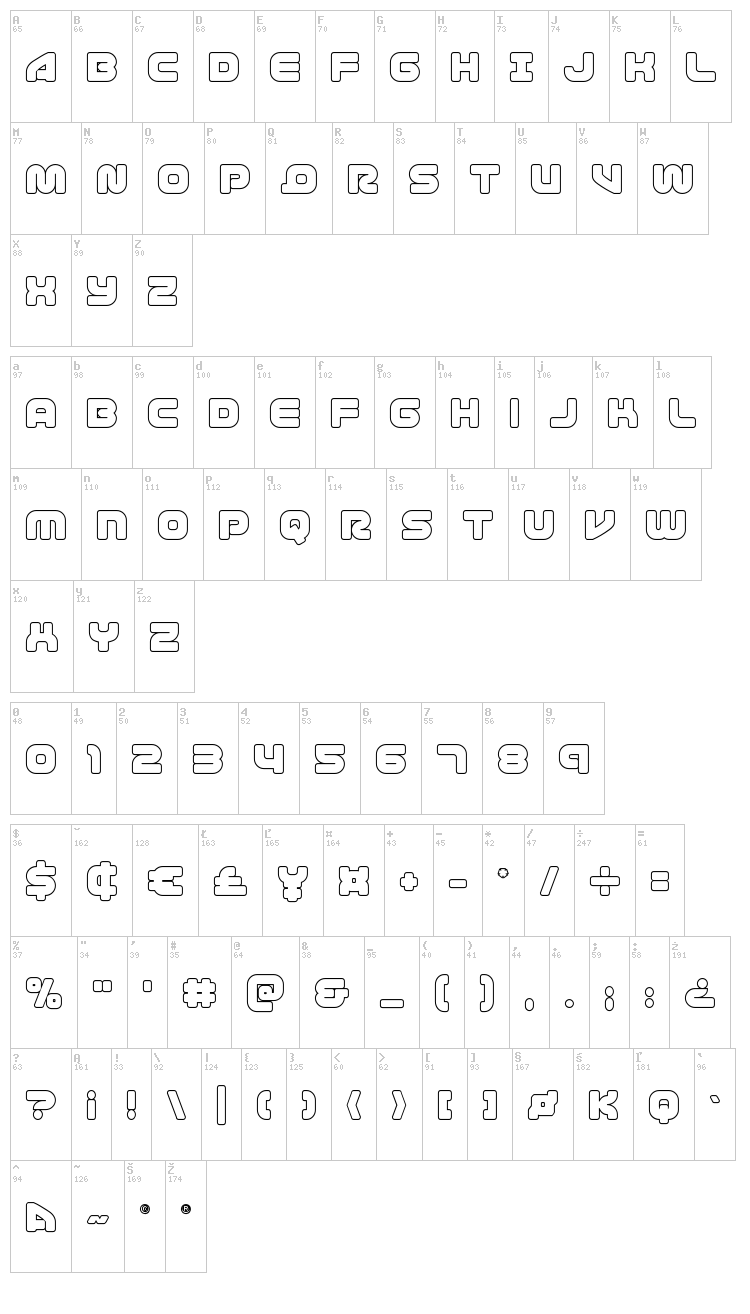 1st Enterprises font map
